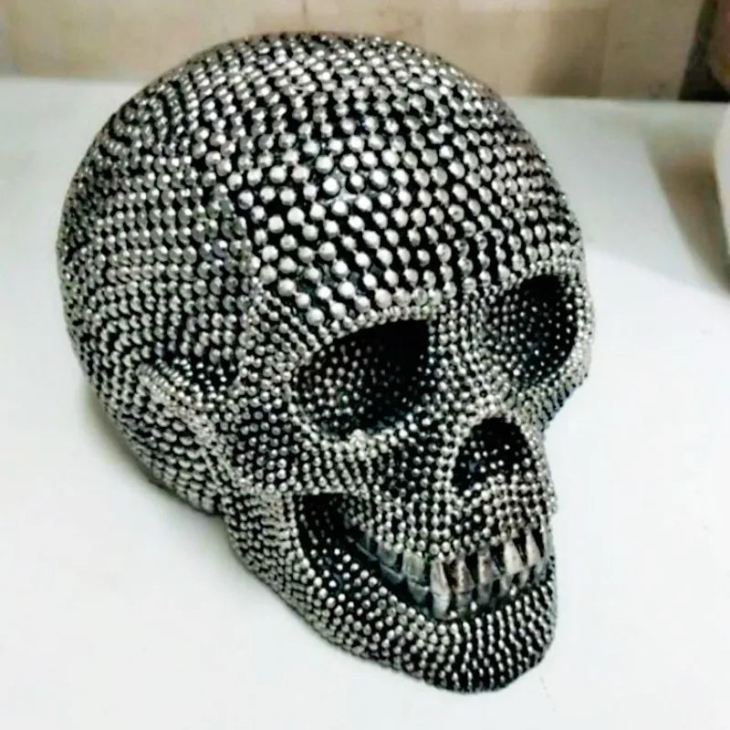 Maliben | Buf Large Silver/Gold Skull Statue Resin Craft Decorative Ornaments Halloween Decoration Sculpture Home Decor Figures