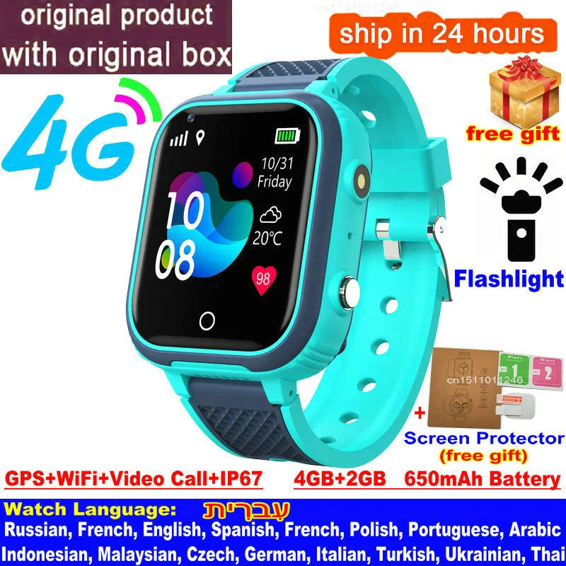 LT21 4G Kids Smartwatch with GPS, WiFi, Video Call, SOS, IP67 waterproof - Kids safety tra — Maliben tech accessory