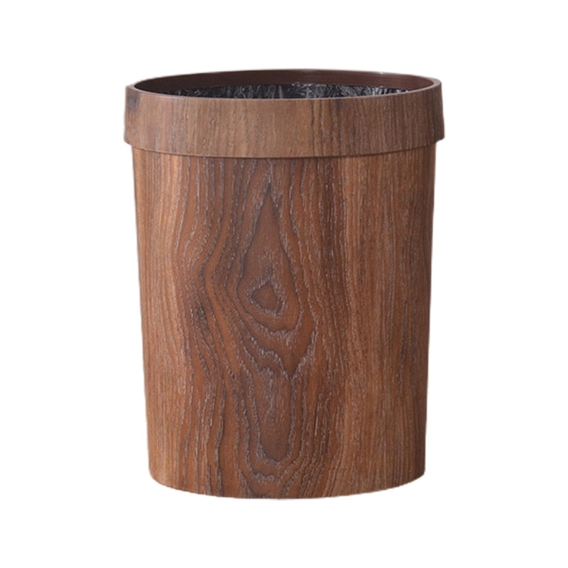 Maliben | Elegant Retro Wooden Grain Trash Can