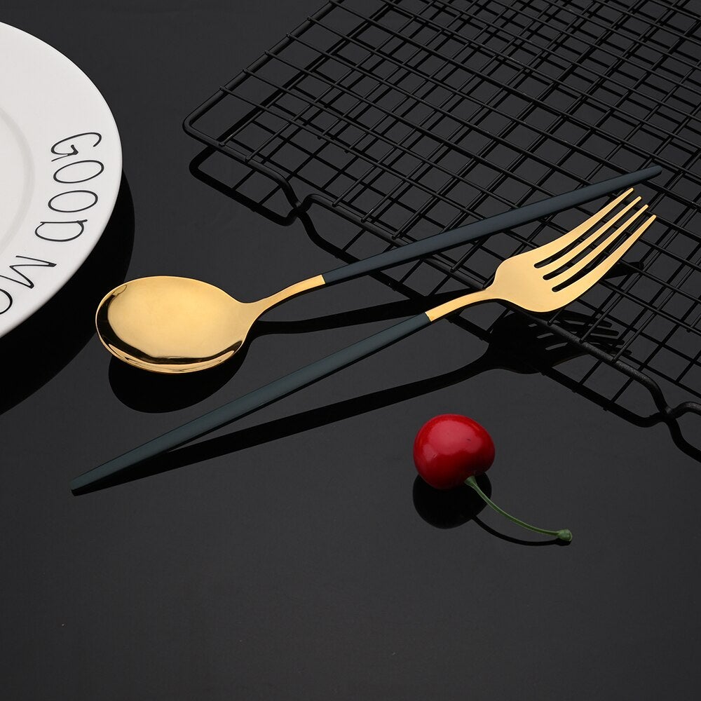 MAliben | Royalglimmer Gold Cutlery Set - Gold Cutlery Set For a Luxurious Table Decoration