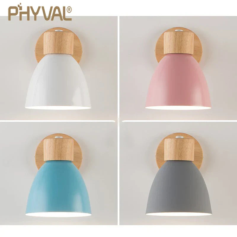 Maliben | Lumonord Macaron Wall Lamp | Wood & Metal | 90° Swiveling Lamp Head | Scandinavian Design | E27 Socket (Without Bulb)