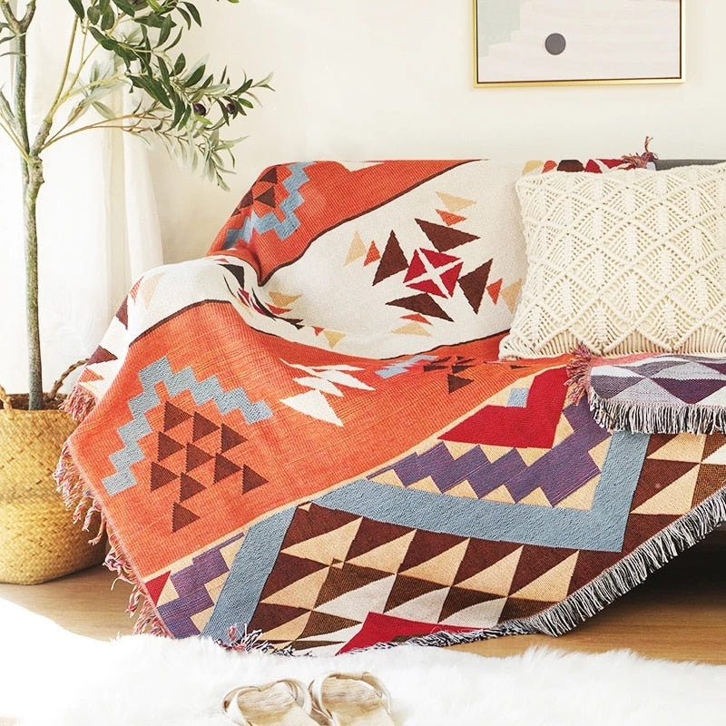 Maliben | Vintage Pumpkin Sofa Cover Blanket