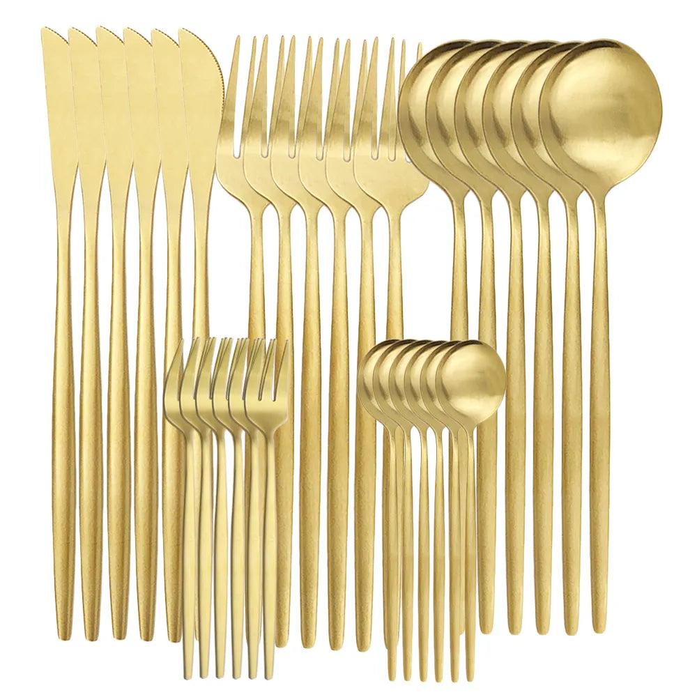 Maliben High-Quality Stainless Steel Cutlery Set for 6 People - Elegant Cutlery...