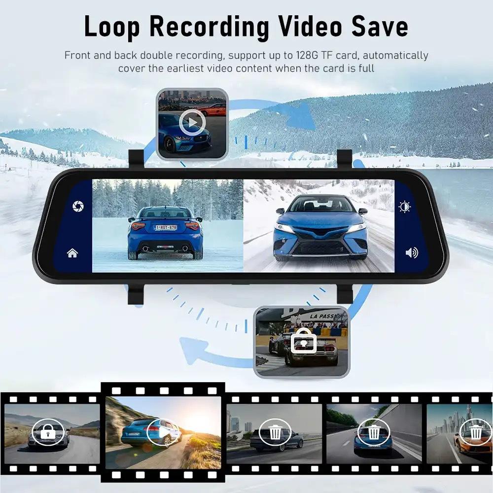 Maliben | Visionmirror Pro – Ultra Hd Mirror Dash Cam With Wireless Carplay & Android Auto