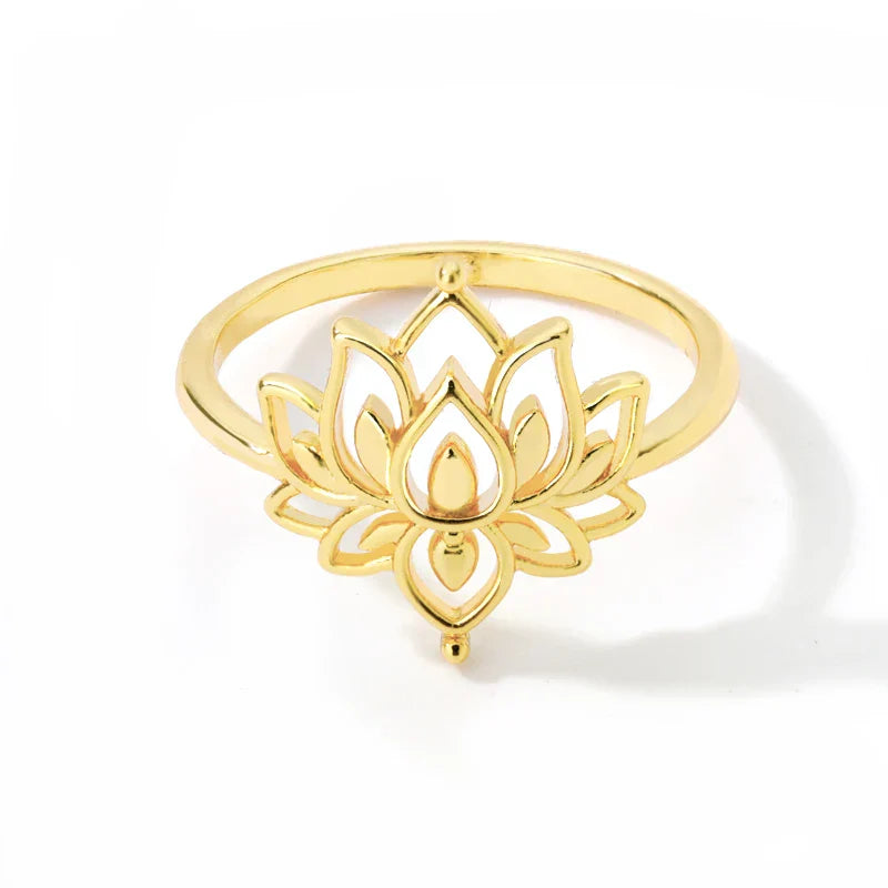 Maliben | Dainty Lotus Flower Outline Ring