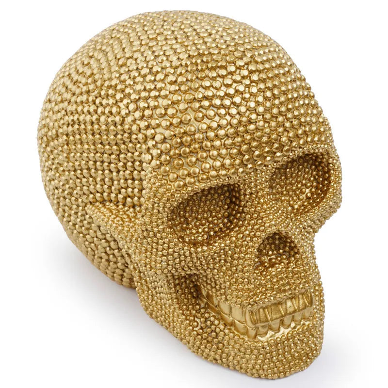 Maliben | Buf Large Silver/Gold Skull Statue Resin Craft Decorative Ornaments Halloween Decoration Sculpture Home Decor Figures