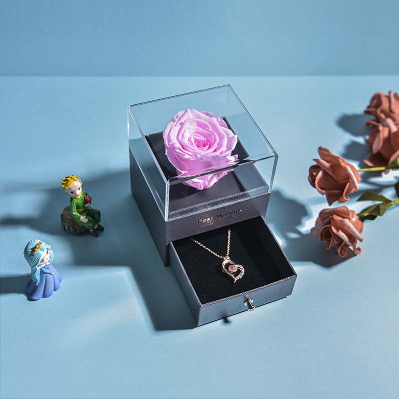 Maliben | Natural Eternal Rose Necklace Jewelry Box