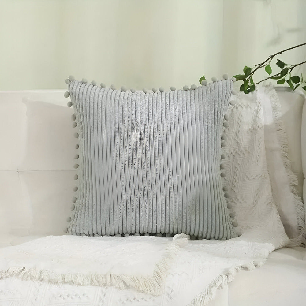 Maliben | Cotton Cushion Cover With Pom Poms