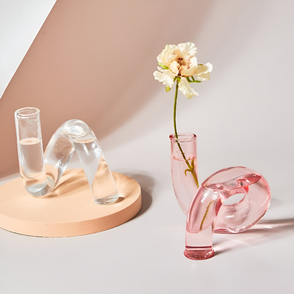 Maliben | Elegant Glass Vase With Integrated Candle Holder