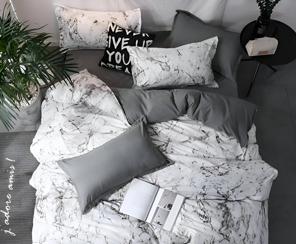 Maliben | Luxury 3-Piece Bedding Set With Marble Print