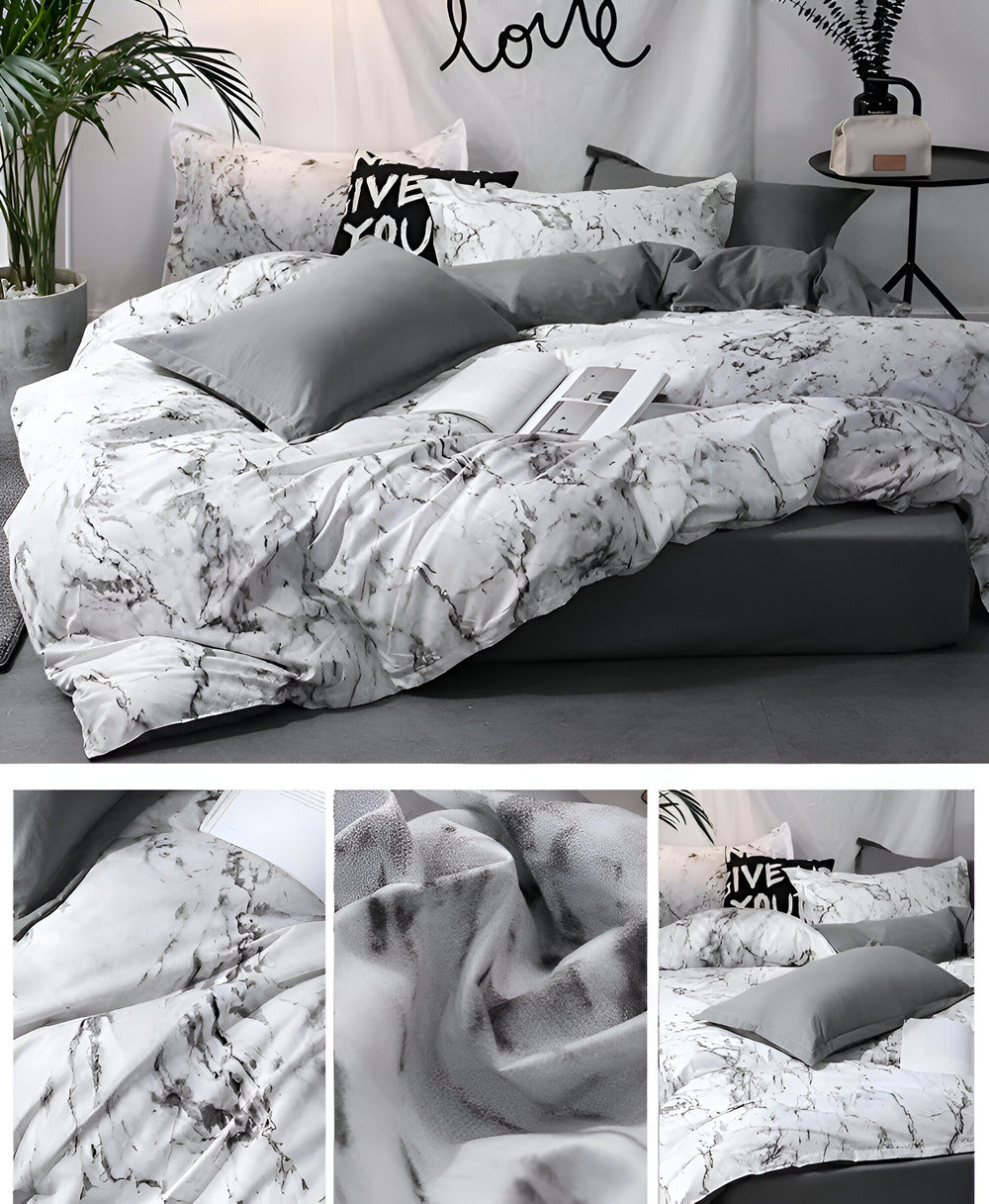 Maliben | Luxury 3-Piece Bedding Set With Marble Print