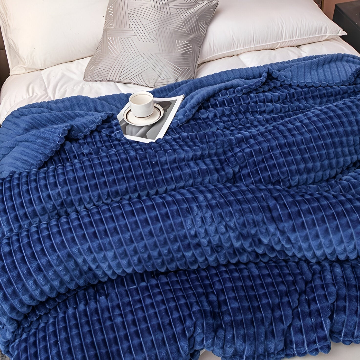 Maliben EliteWave Plaid - Ultrafluffy structured coral fleece blanket