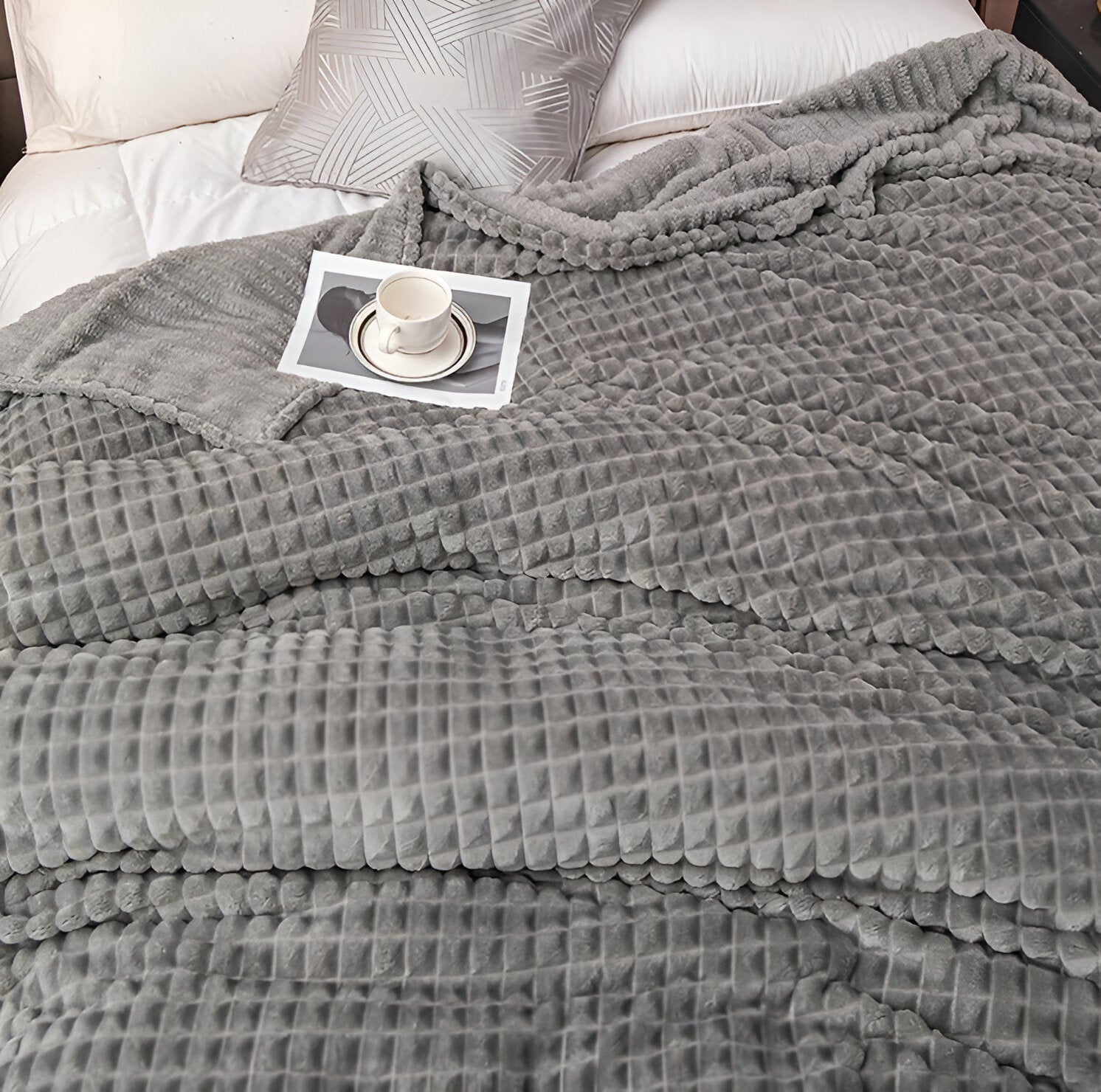 Maliben EliteWave Plaid - Ultrafluffy structured coral fleece blanket