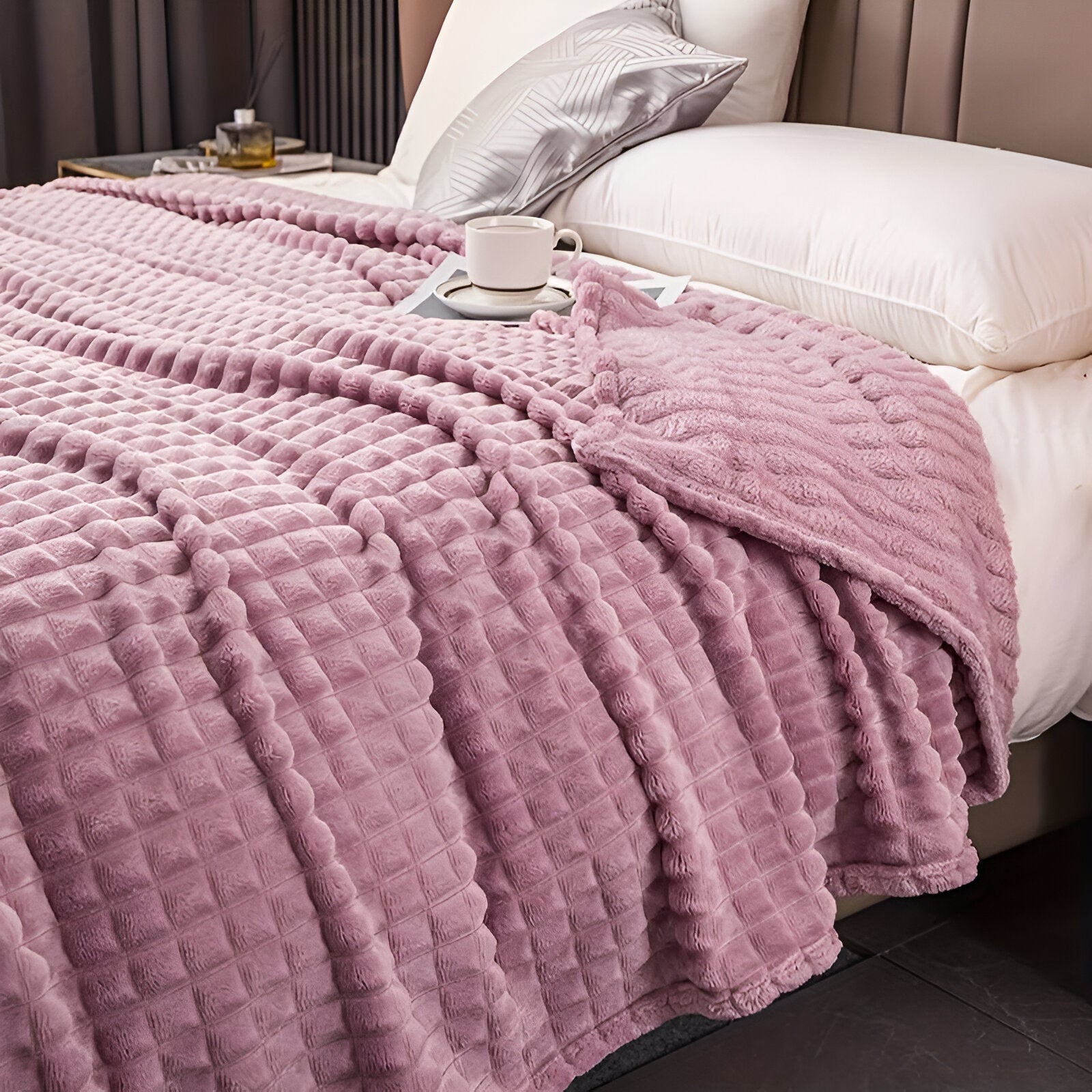Maliben EliteWave Plaid - Ultrafluffy structured coral fleece blanket