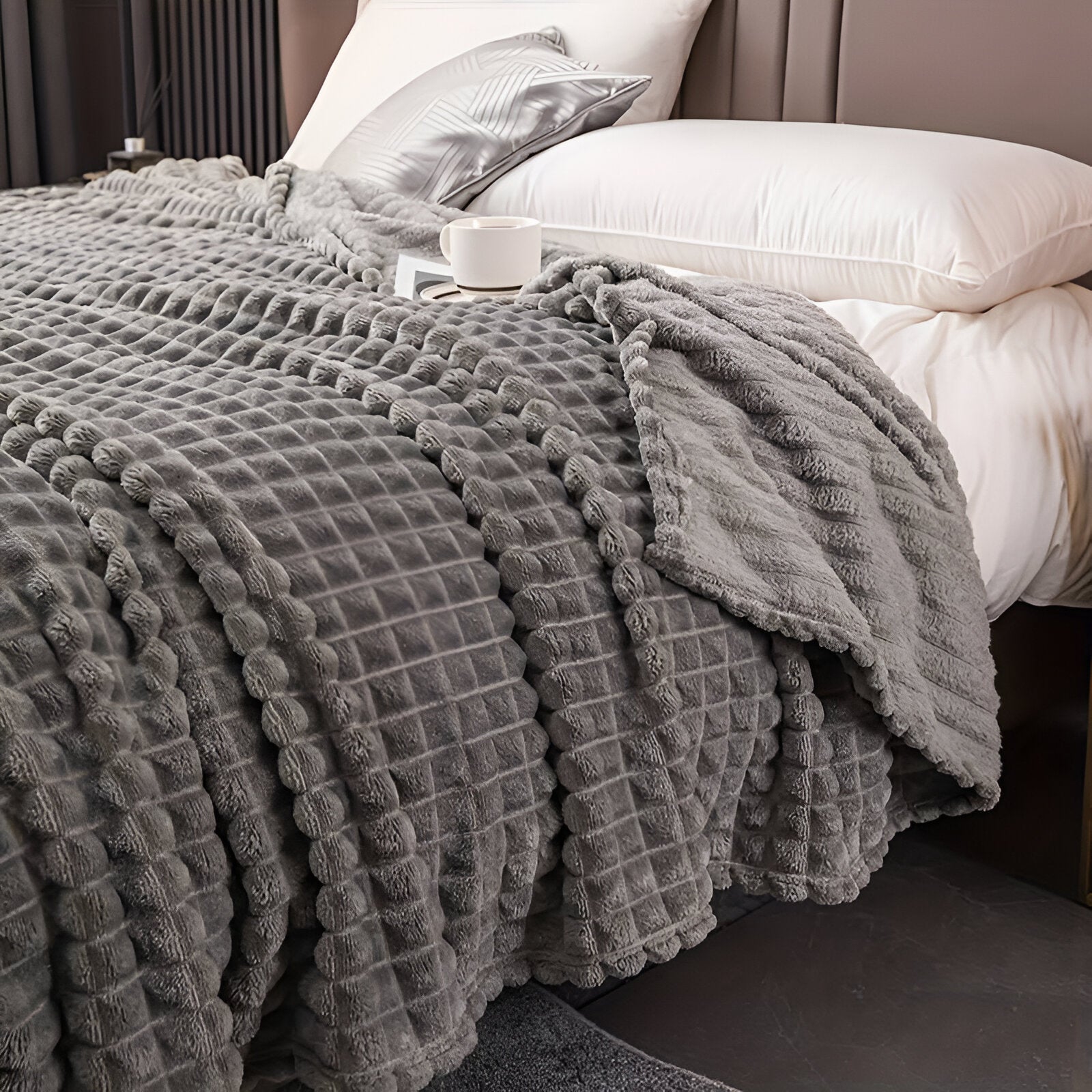 Maliben EliteWave Plaid - Ultrafluffy structured coral fleece blanket