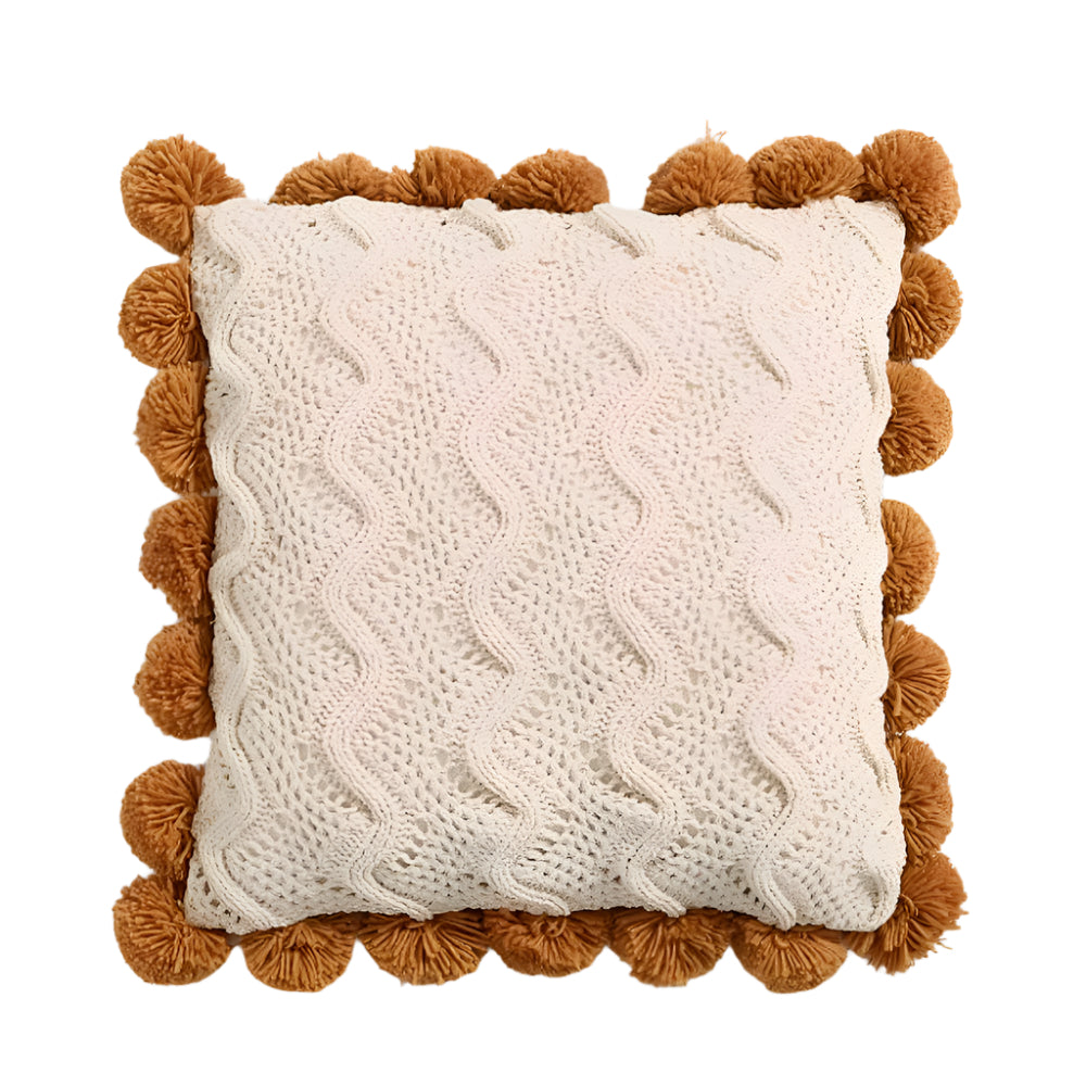Maliben | Knitted Cushion Cover With Tassels In Boho Style