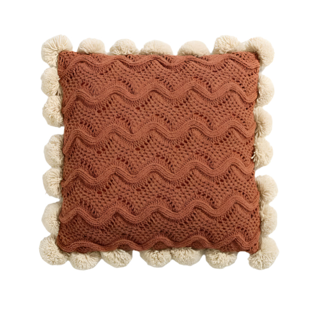 Maliben | Knitted Cushion Cover With Tassels In Boho Style