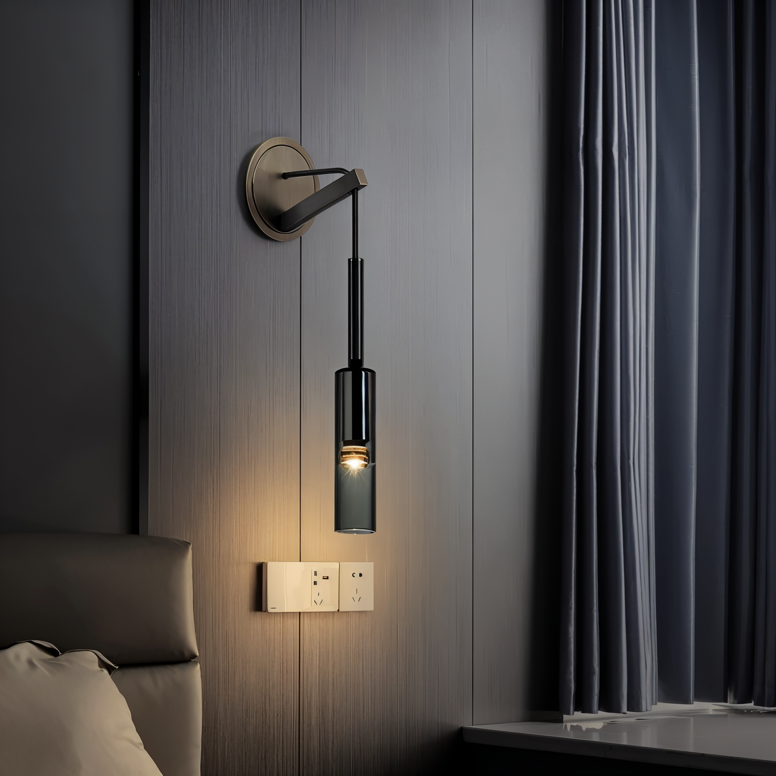 Maliben | Minimalist Wall Lamp With Smoke Glass – Orvane