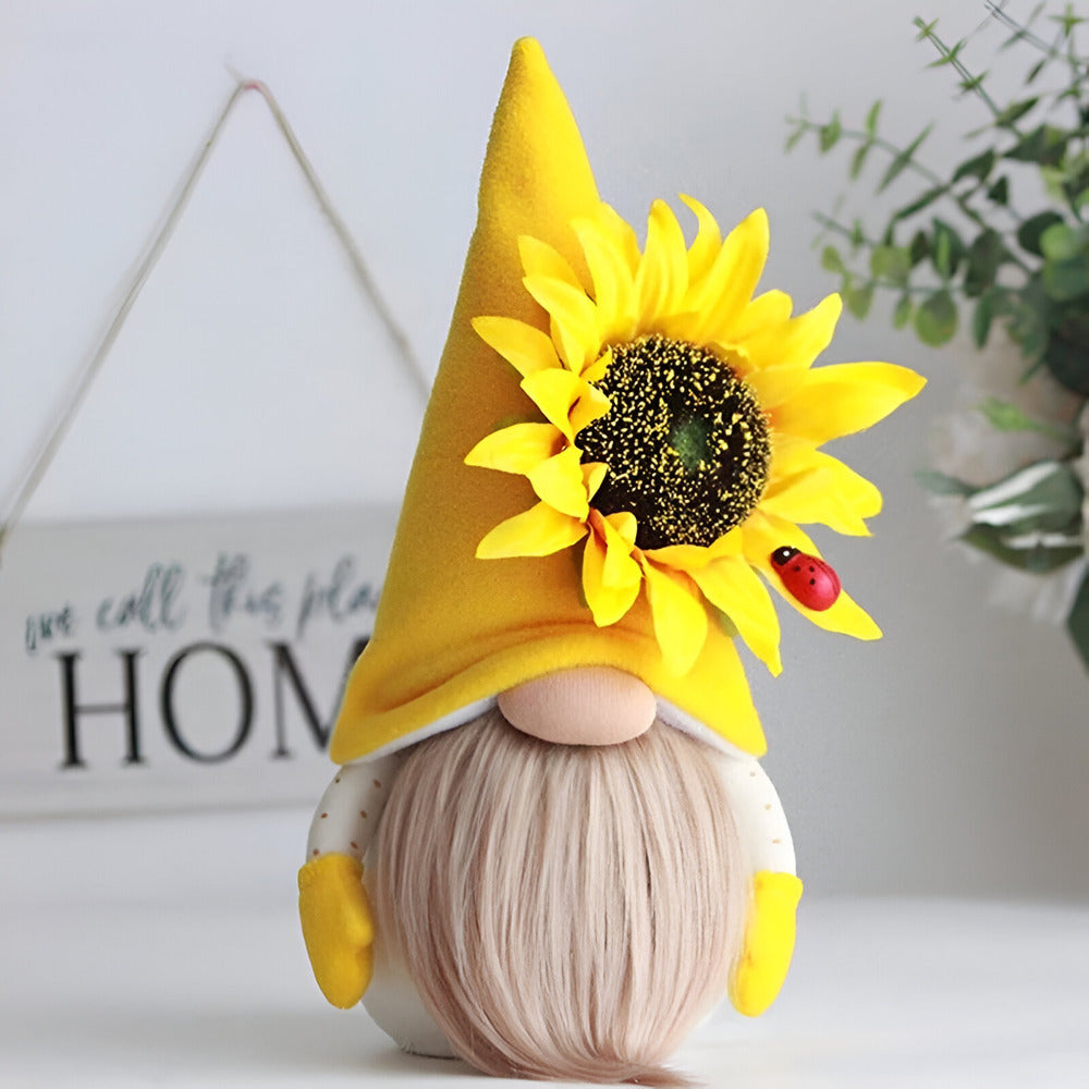 Maliben | Cute Handmade Gnome Figure With Yellow Sunflower