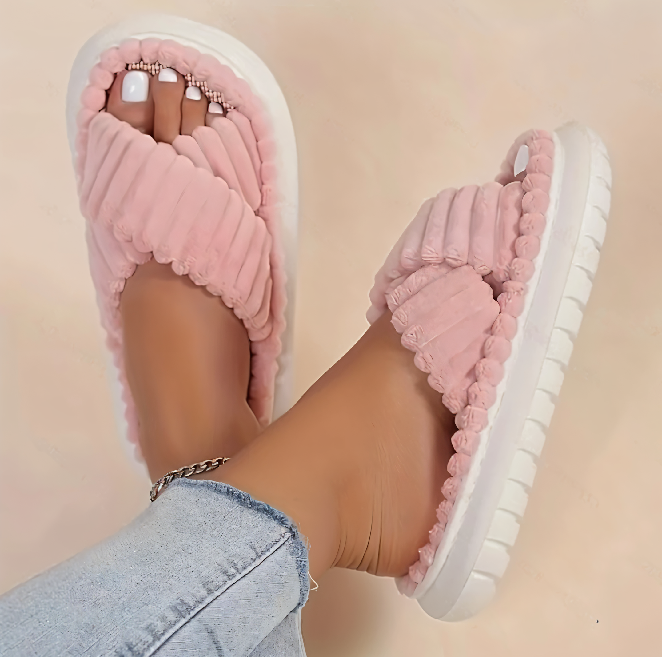 Maliben | Sofie - Lined slippers made of plush with cross band