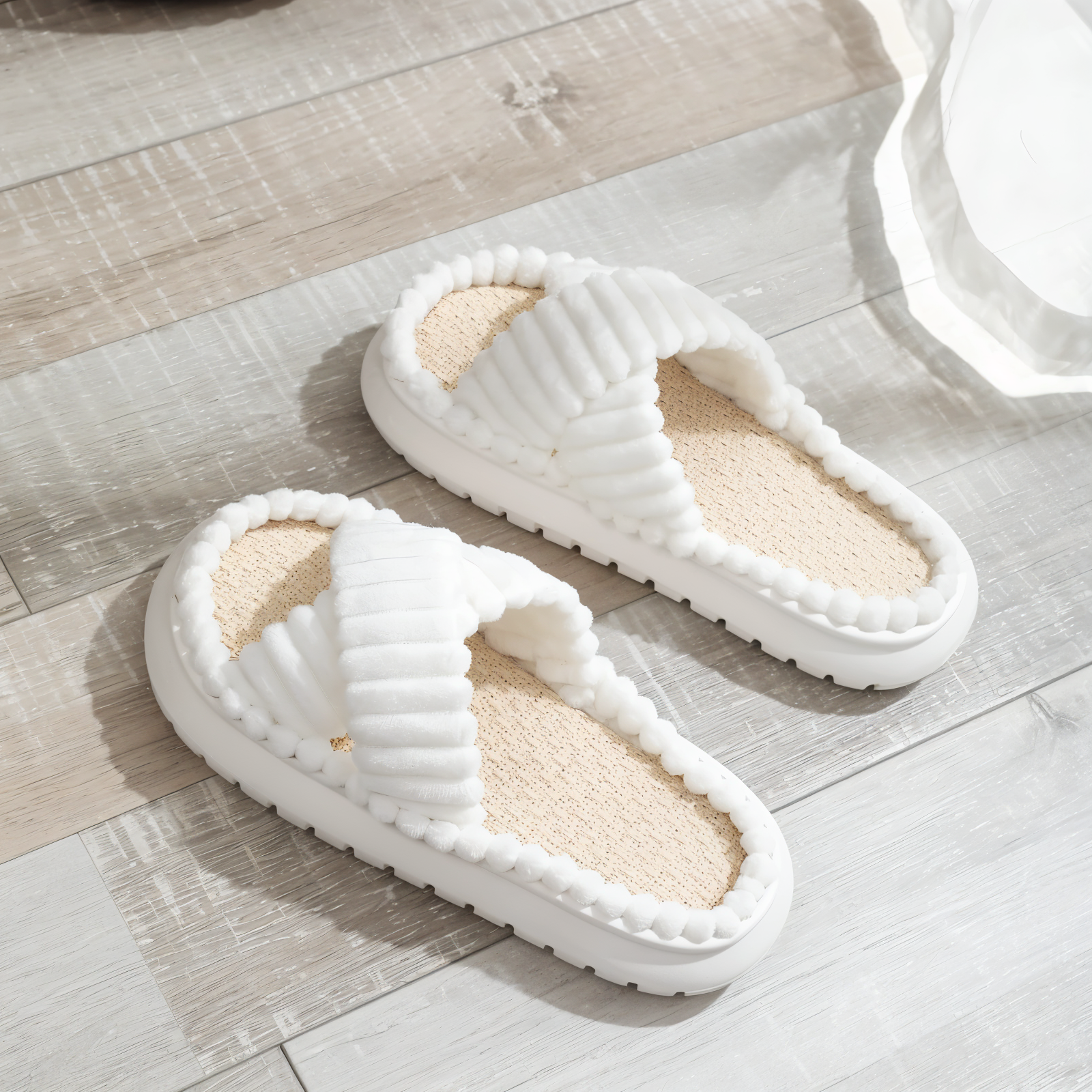 Maliben Sofie - Plush Lined Slippers with Cross Band