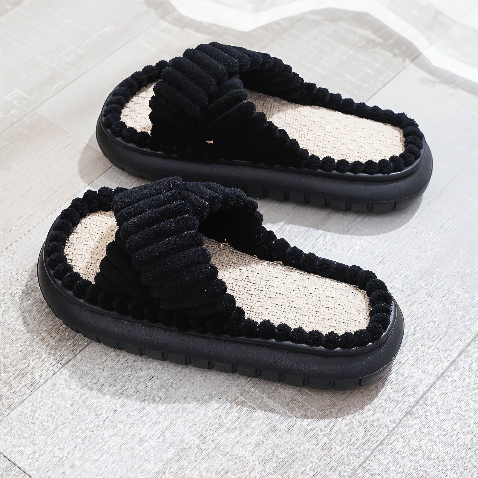 Maliben | Sofie - Lined slippers made of plush with cross band