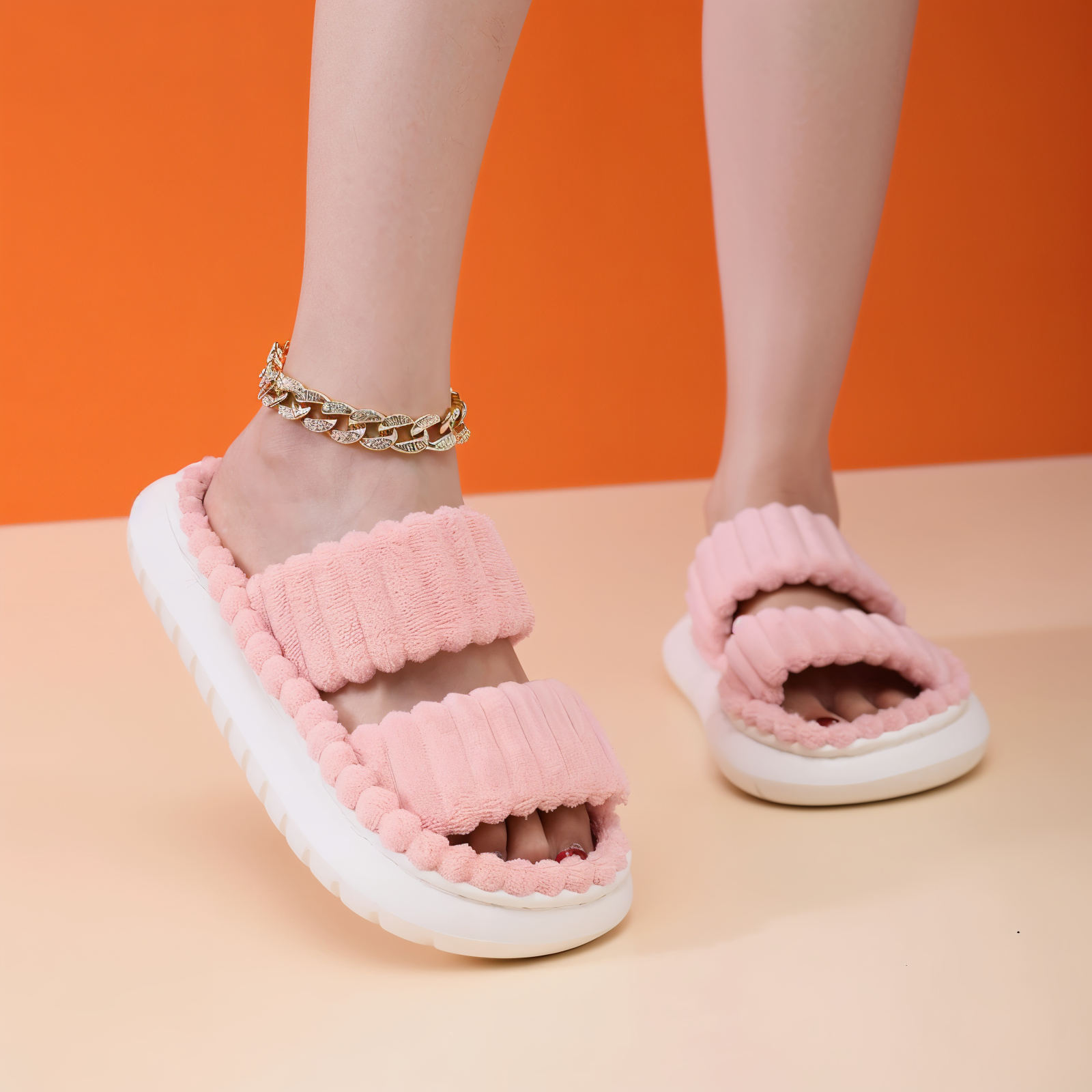Maliben Sofie - Plush Lined Slippers with Cross Band
