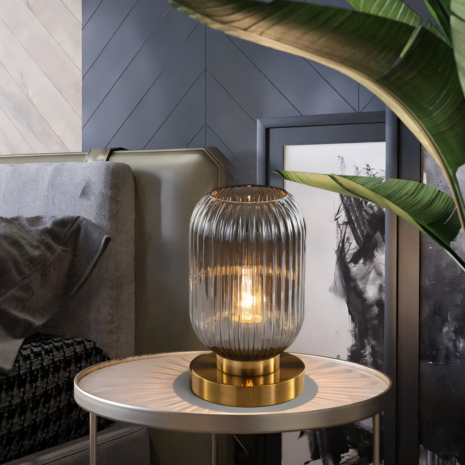 Maliben | Nordic Table Lamp With Ribbed Glass