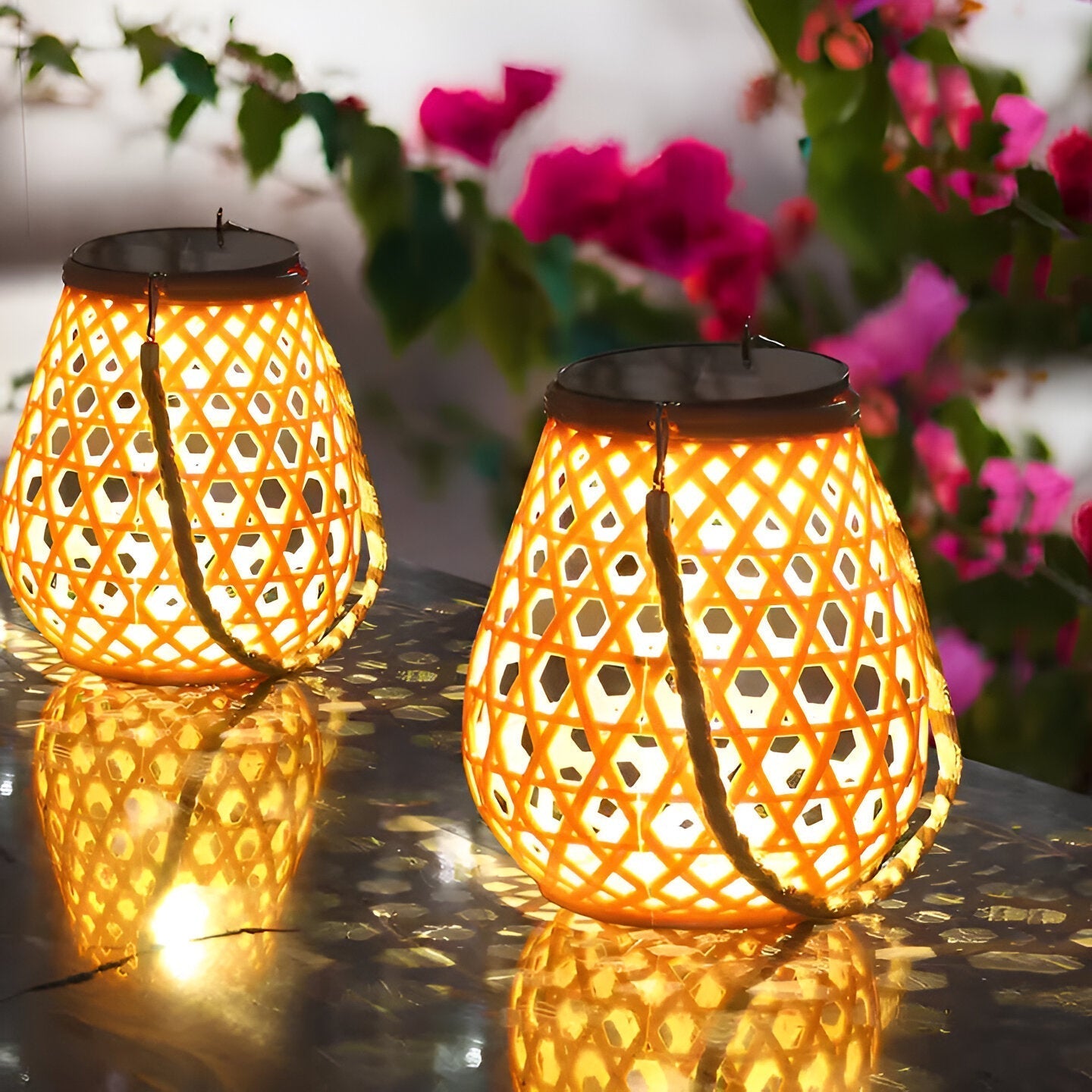 Maliben | Solar Garden Lamp With Braided Bamboo Look
