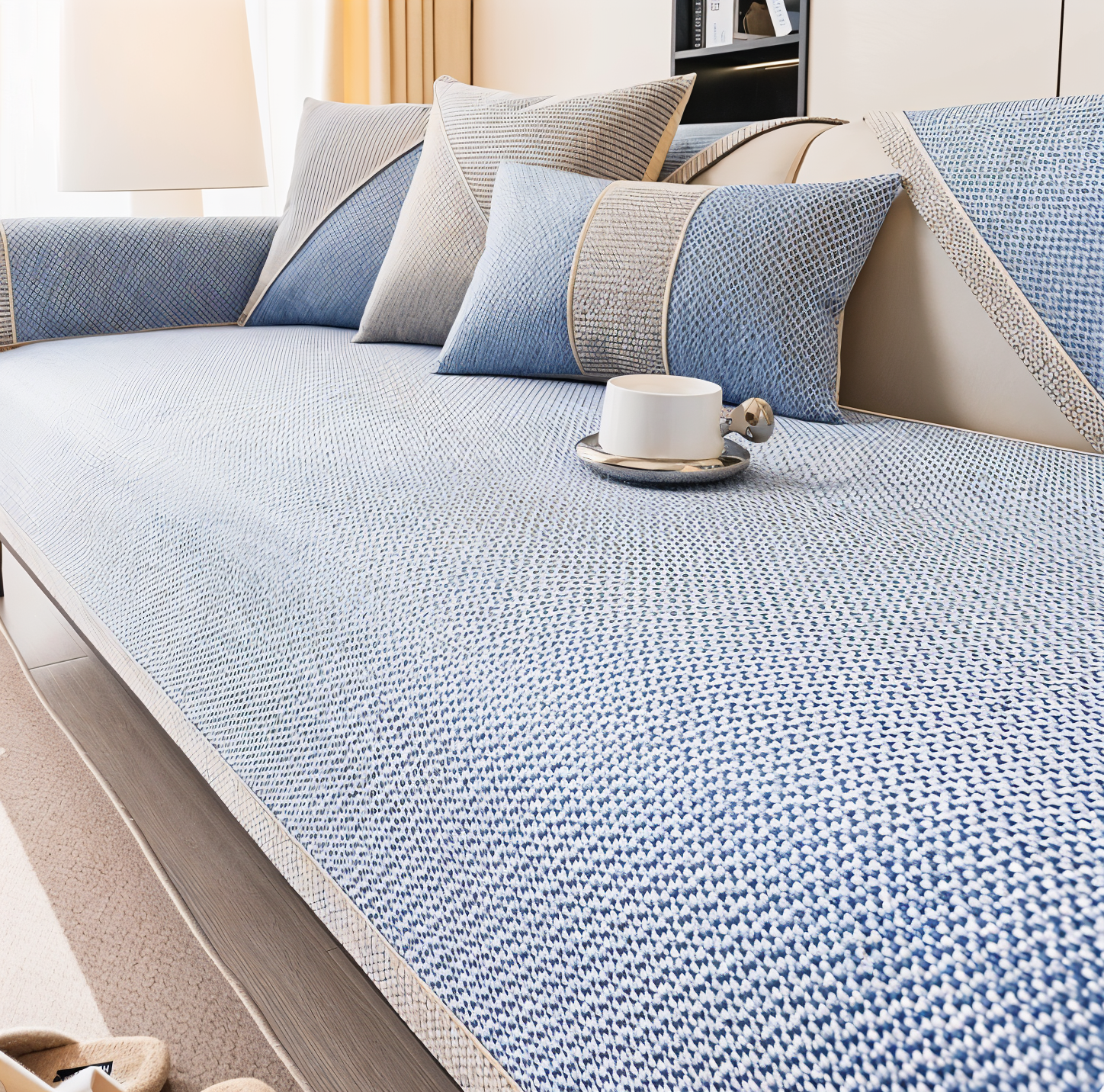 Maliben | Solid Satin Sofa Cover – Non‑Slip Cotton & Polyester Protector