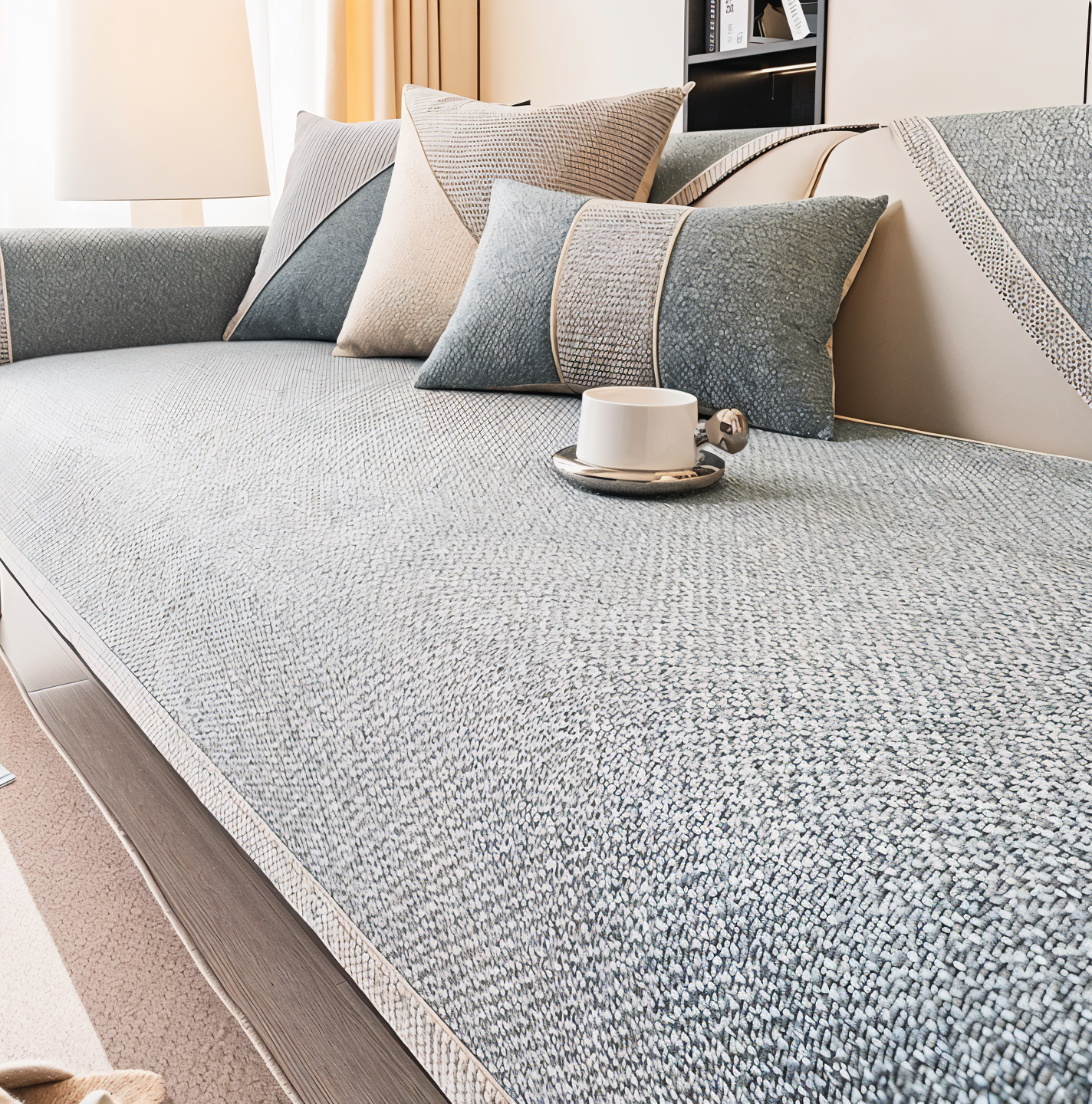 Maliben | Solid Satin Sofa Cover – Non‑Slip Cotton & Polyester Protector