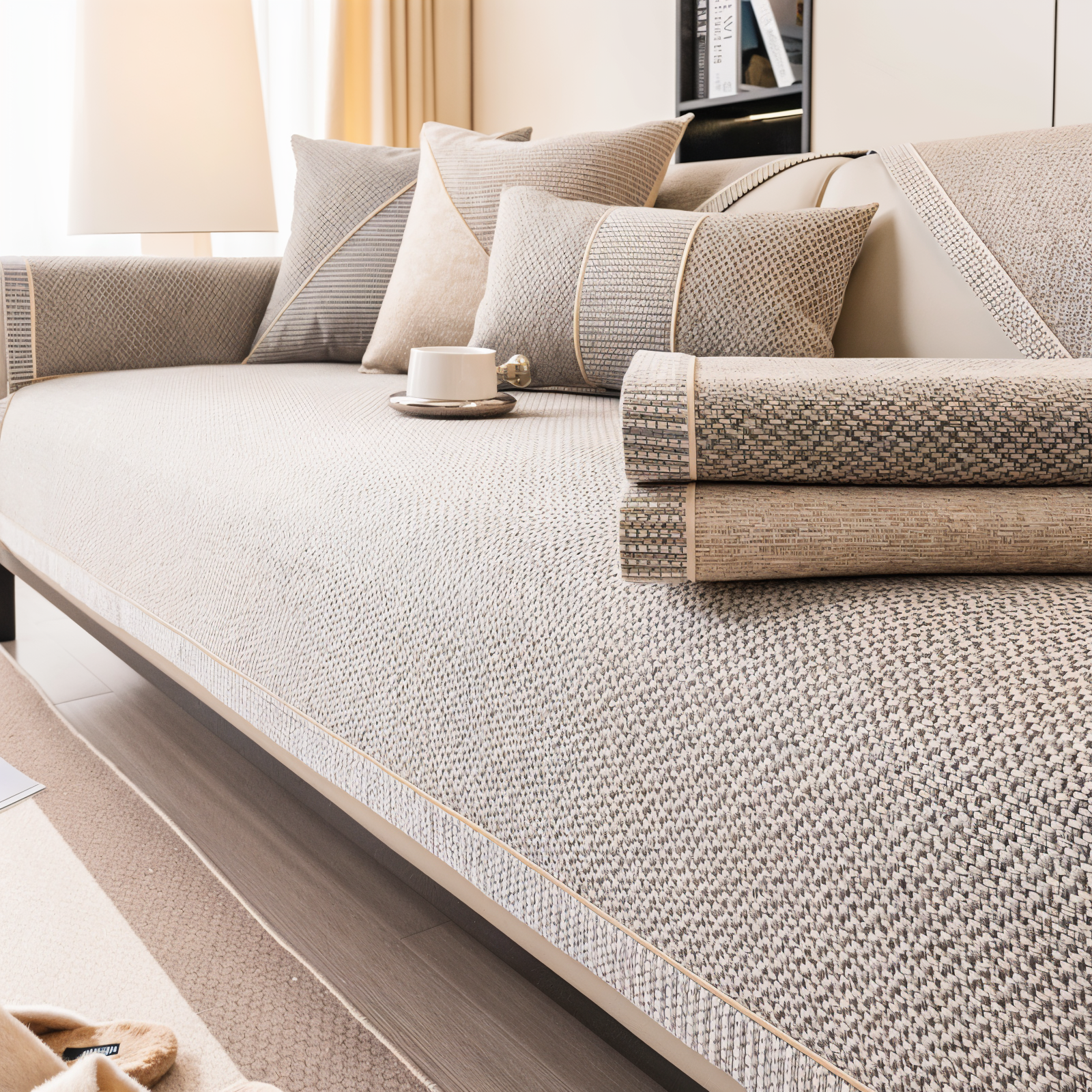 Maliben | Solid Satin Sofa Cover – Non‑Slip Cotton & Polyester Protector