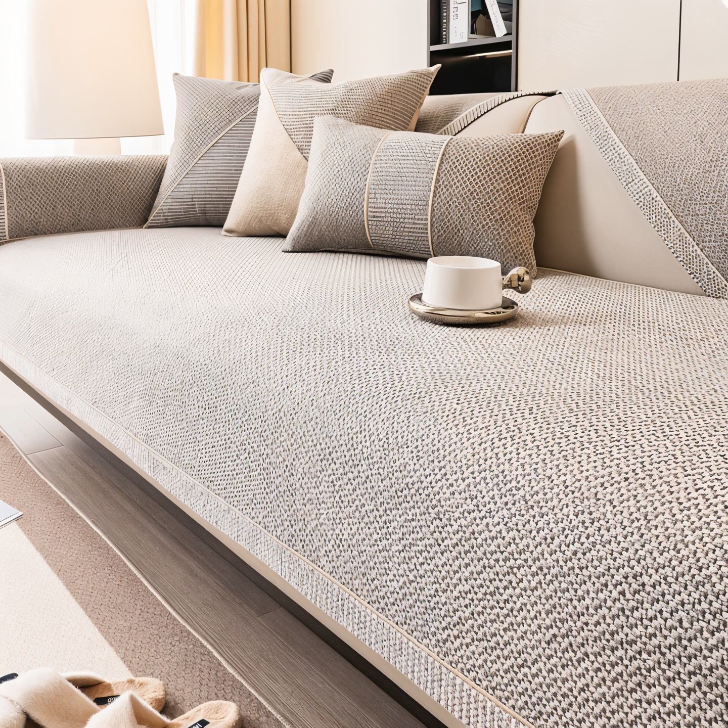 Maliben | Solid Satin Sofa Cover – Non‑Slip Cotton & Polyester Protector