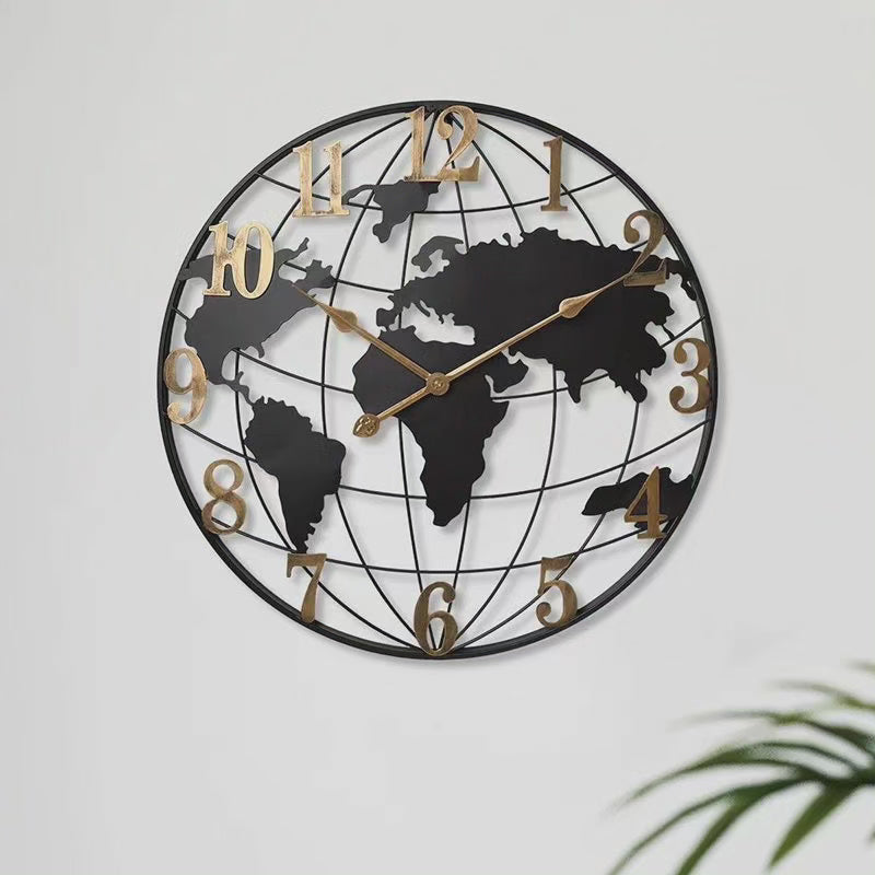 Maliben | 60cm Large World Map Wall Clock – Modern Decorative Timepiece For Living Room