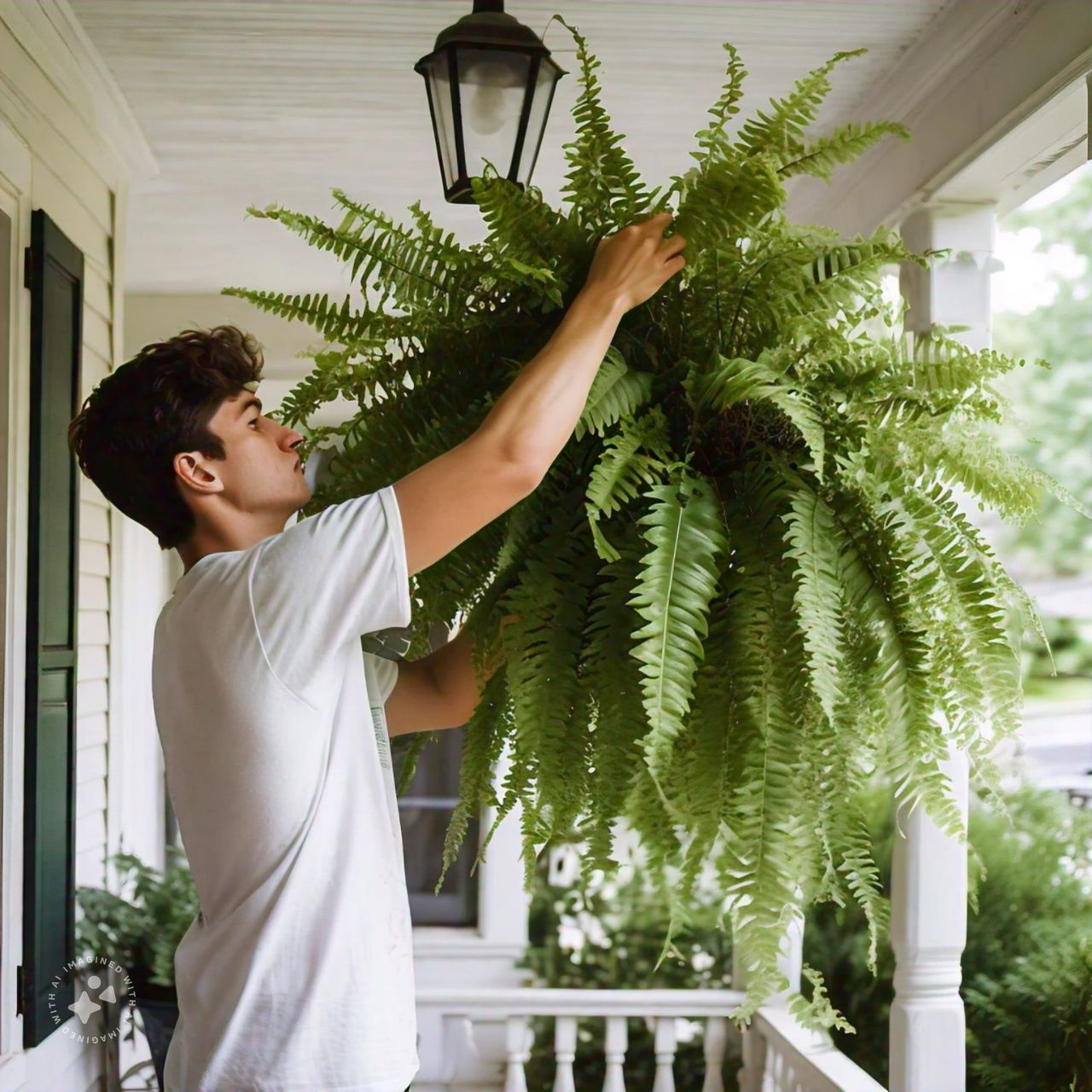 Maliben | Uv Resistant Artificial Boston Fern | Lifelike, Waterproof & Maintenance-Free For Outdoor Décor