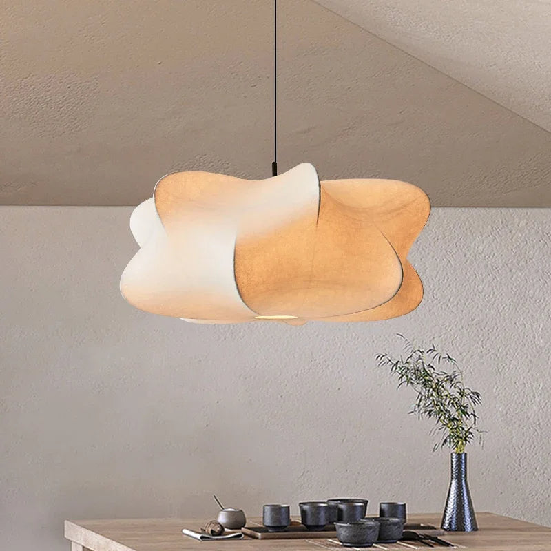 Maliben | Japanese Silk Pendant Lamp In Wabi Sabi Style - Sana