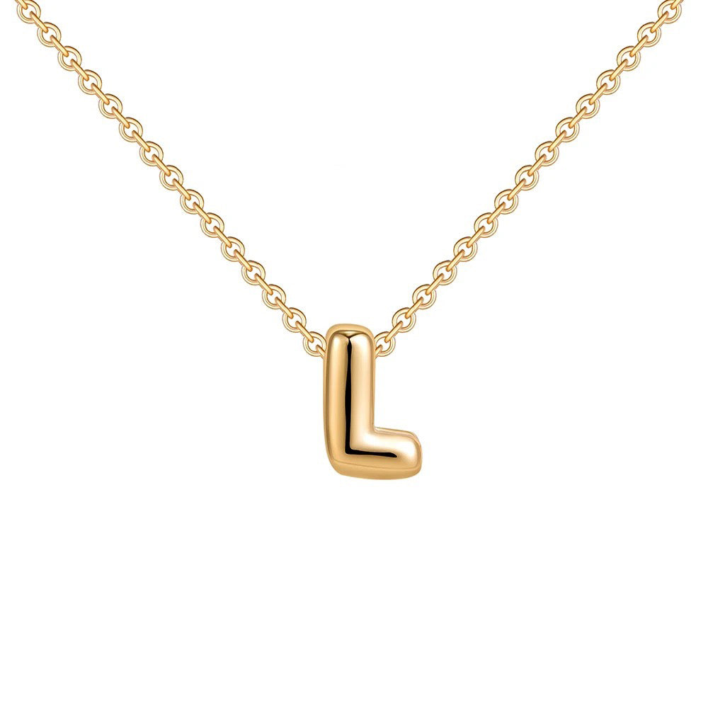 Maliben | Dainty Bubble Letter Initial Necklace