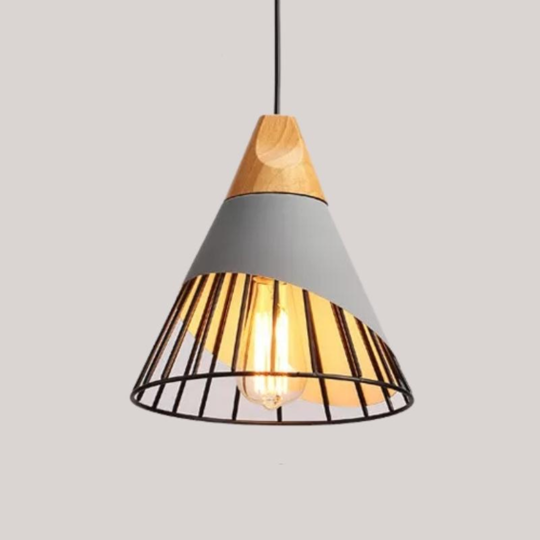 Maliben | Modern Industrial Pendant Light In Scandinavian Style – Wood & Metal