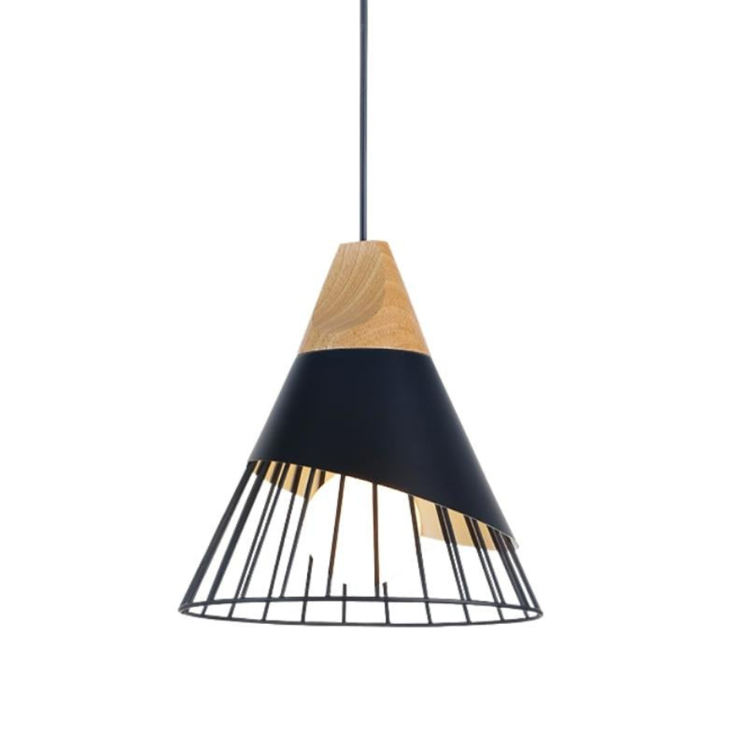 Maliben | Modern Industrial Pendant Light In Scandinavian Style – Wood & Metal