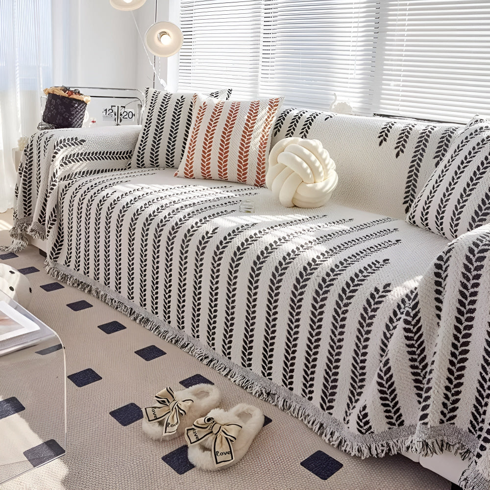 Maliben | Leaf Fringed Lace Sofa Cover