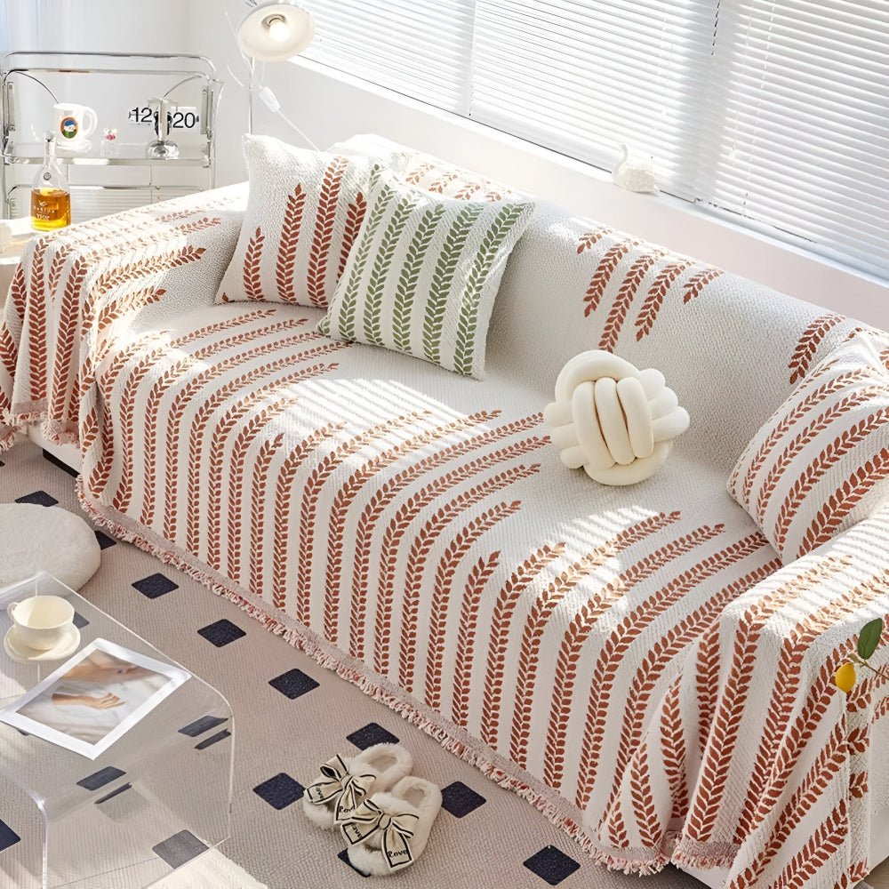 Maliben | Leaf Fringed Lace Sofa Cover