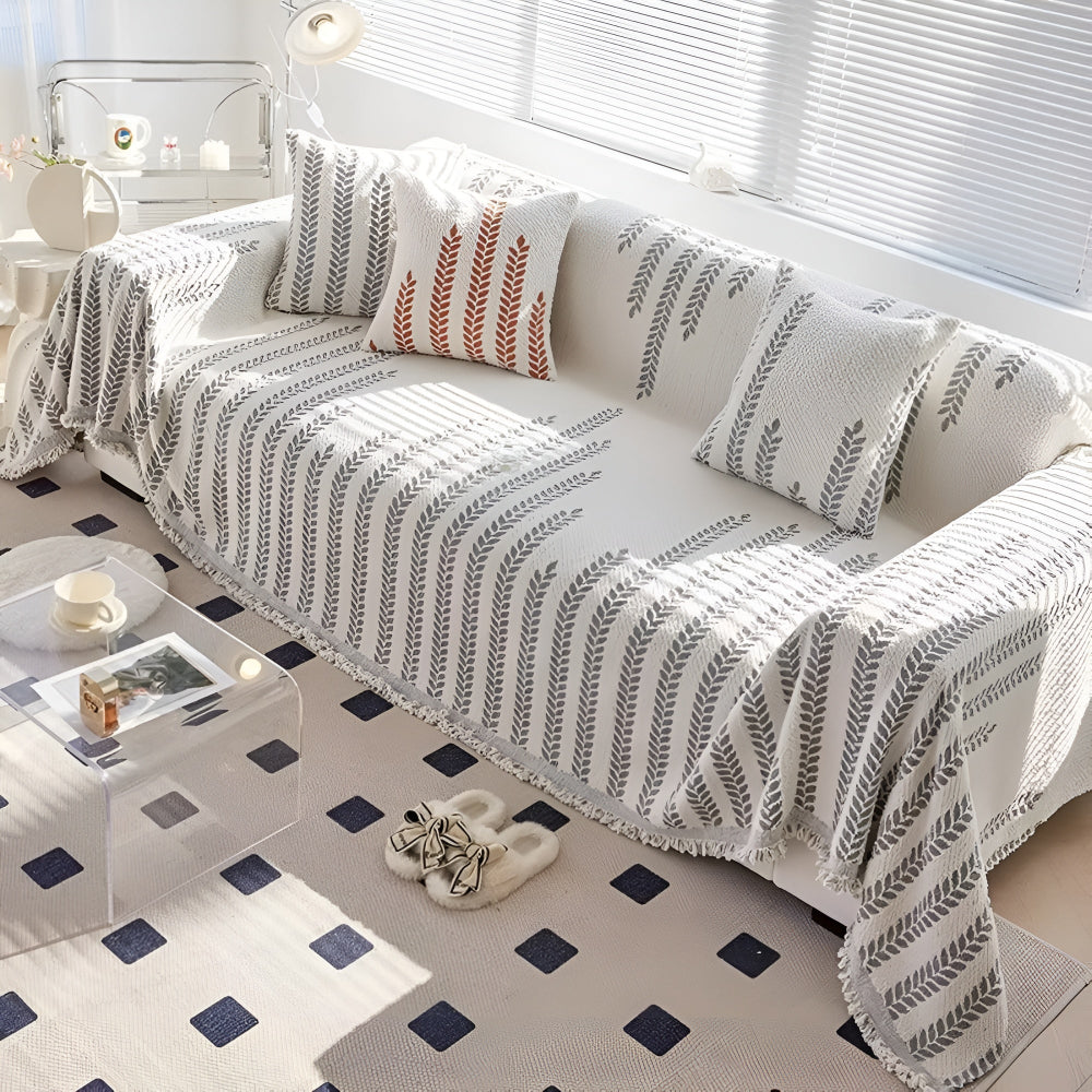 Maliben | Leaf Fringed Lace Sofa Cover