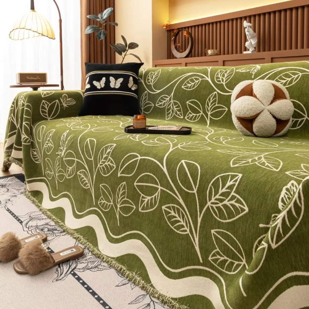 Maliben | Leaf Inspired Luxury Chenille Sofa Cover