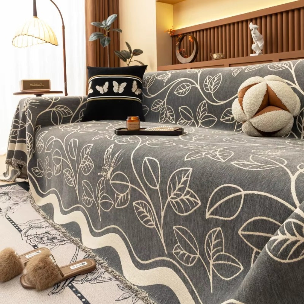 Maliben | Leaf Inspired Luxury Chenille Sofa Cover