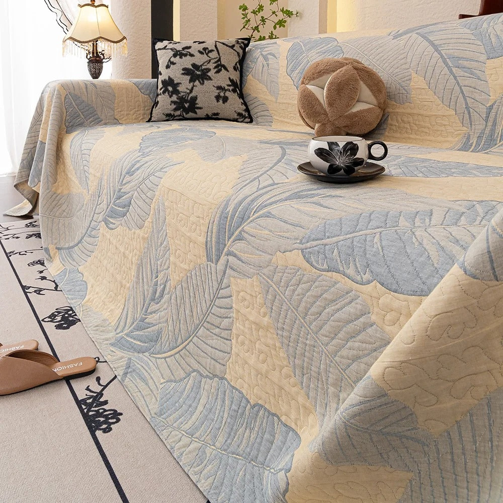 Maliben | Leaf Pattern Gauze Sofa Cover