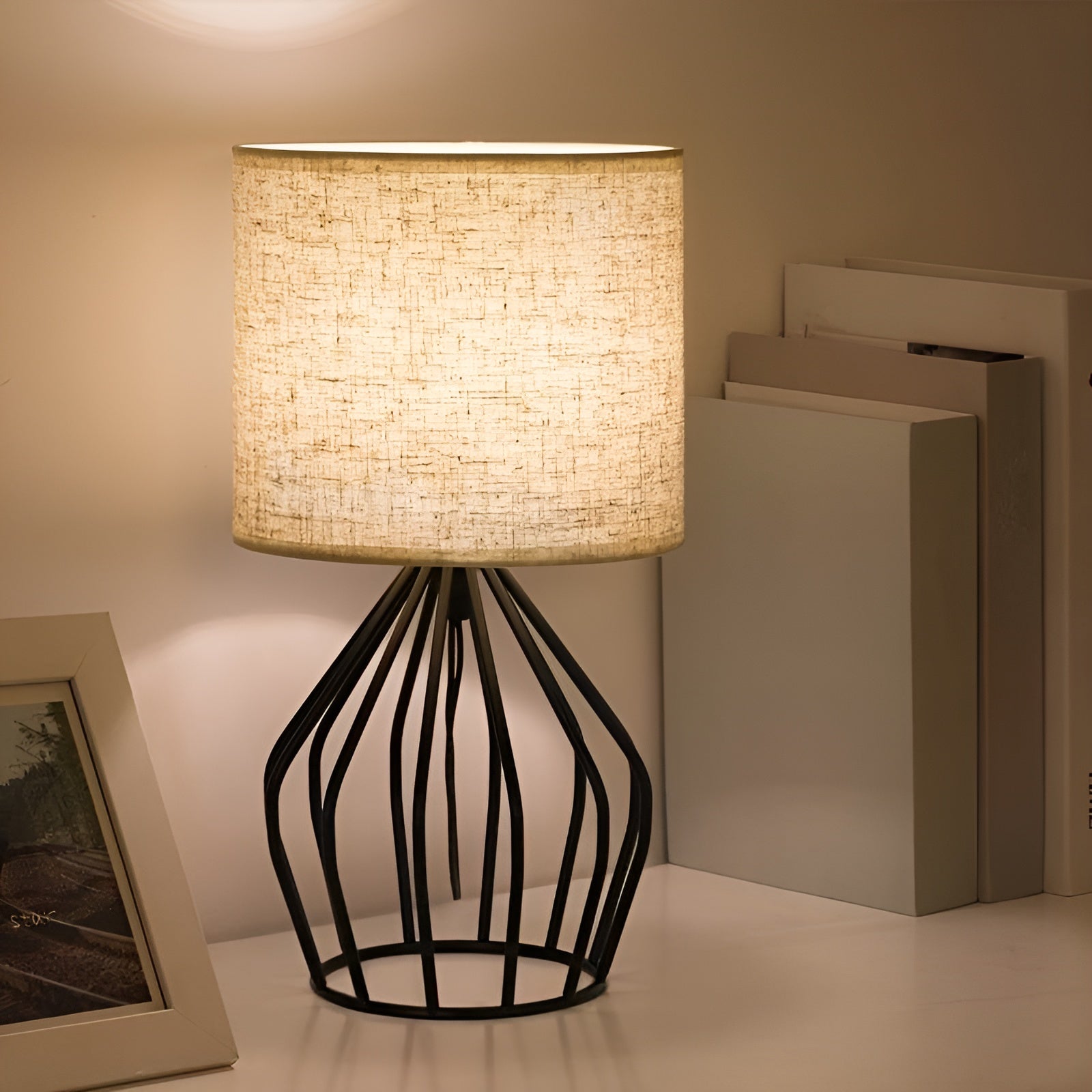 Maliben | Elegant Table Lamp With Linen Shade And Metal Base – Perfect Lighting