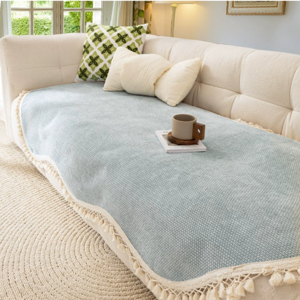 Maliben | Luxury Chenille Woven Texture Tassel Sofa Cover