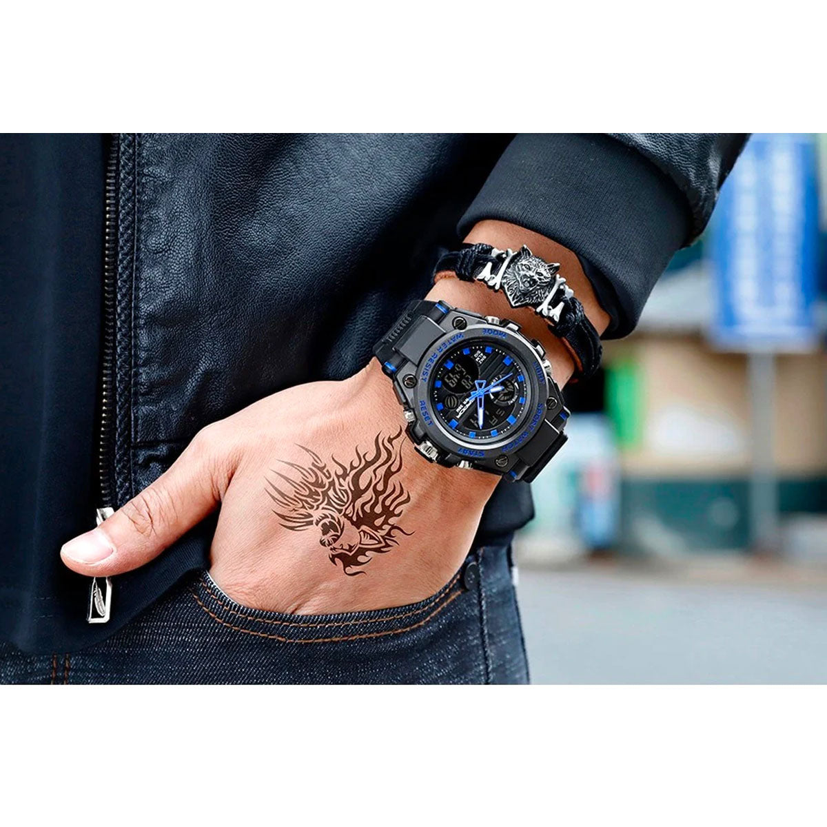 Maliben | Titanguard Military Men's Watch – Rugged Multifunctional Analog & Digital Timepiece