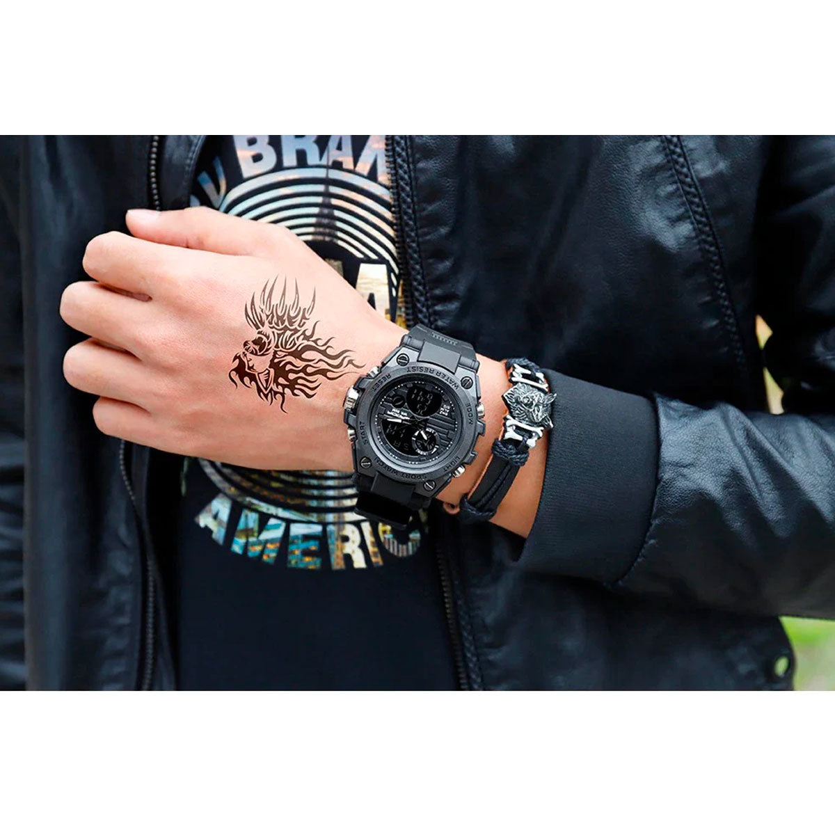 Maliben | Titanguard Military Men's Watch – Rugged Multifunctional Analog & Digital Timepiece