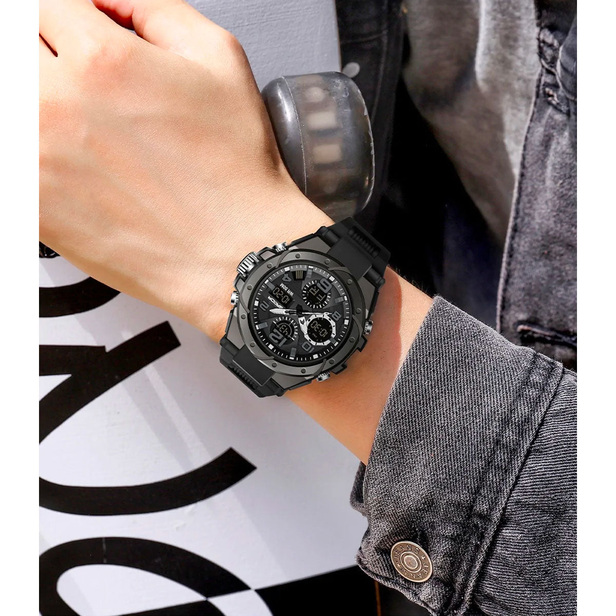 Maliben | Titanguard Military Men's Watch – Rugged Multifunctional Analog & Digital Timepiece